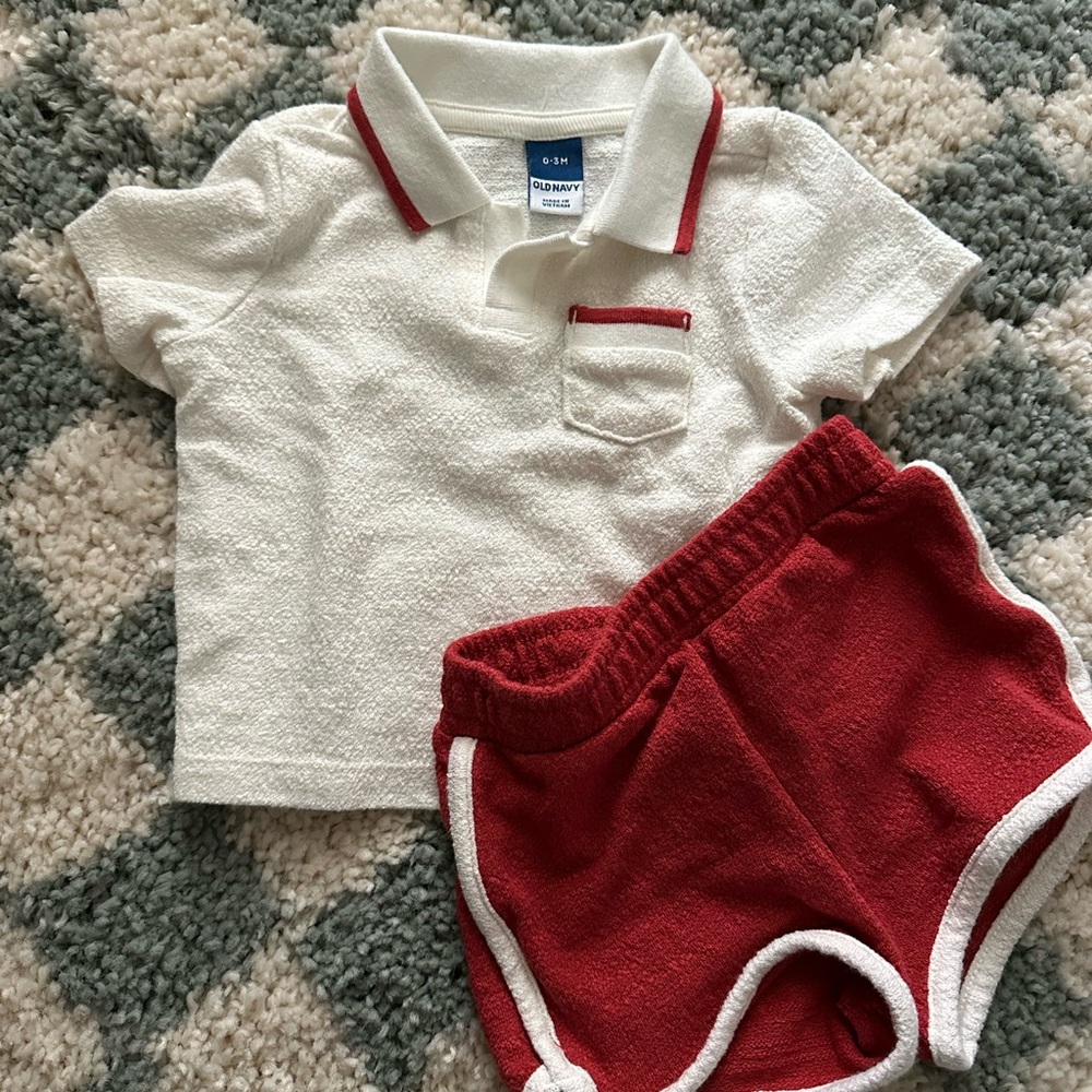 Baby two piece short set, old navy, collared shirt